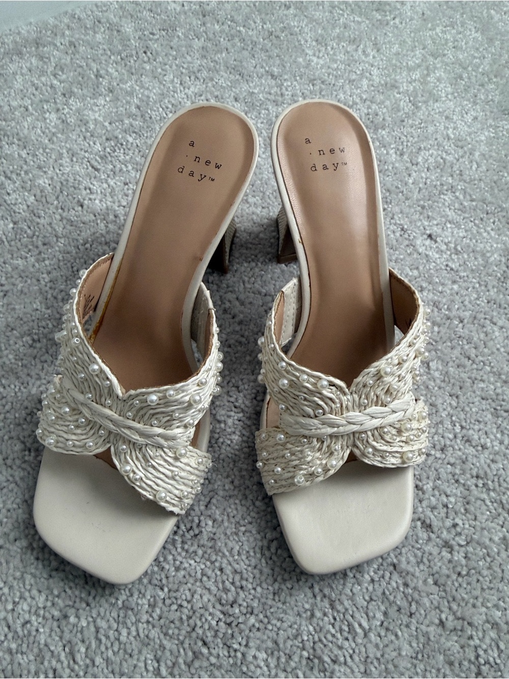 A New Day Pearl- Cream Braided Slide Heel - Picture 2 of 4